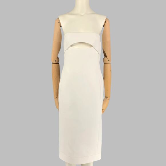 SAINT LAURENT Size 2 White Viscose Strapless Cut-Out Cocktail Dress - Picture 1 of 1